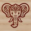Elephant Head Silhouette A large elephant head with intricate details in vector format.