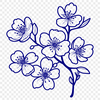 Beautiful Flower Clipart SVG Design A vector illustration of a single cherry blossom in bloom, with delicate petals and green stem.