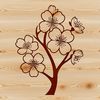 A stylized illustration of a blooming cherry blossom flower with delicate petals.