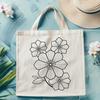 Beautiful Flower Illustration - Free Download A detailed illustration of a cherry blossom plant with delicate petals and green stem.
