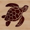 Illustration of a sea turtle in a seaside habitat.