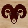 Ram Illustration SVG A simple illustration of a ram's head with curved horns.