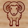 Sheep Clip Art Vector Illustration of a single ram on a farm landscape.