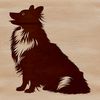A seated illustration of a Shetland Sheepdog breed dog in vector format.