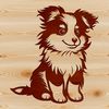 A portrait of a friendly Shetland sheepdog sitting on its hind legs, suitable for vector art design.