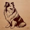 Beautiful Shetland Dog Silhouette Illustrative representation of a seated Shetland sheepdog, suitable for use in various digital design projects.
