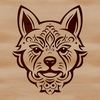 A stylized illustration of a Shiba Inu's head, suitable for vector art projects.