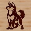 Adorable Shiba Inu Dog Breed Silhouette A standing Japanese dog breed, with its distinctive fox-like features.