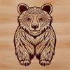 A stylized illustration of a sitting bear with ornate details, suitable for digital designs.