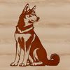Calm Husky in Snow A single Siberian Husky sitting calmly on a snowy background, rendered in vector format.