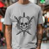 Free Gothic Skull SVG Vector Graphic A detailed, vector illustration of a Gothic-style skull with intricate details, suitable for laser cutting or pyrography.