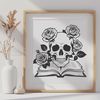 Gothic Skull Vector Graphics A stylized illustration of a Gothic skull with intricate details, suitable for various uses.