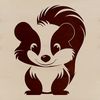 Whimsical Striped Skunk Illustration A black and white skunk illustration with distinctive stripes, suitable for vector design projects.