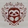 Lovely Sloth Portrait with Florals An illustration of a sloth's head surrounded by intricate floral patterns.