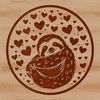 Love Heart Wrapped Sloth Vector Design A sloth with love hearts surrounding its body, depicted in a clean vector design style.