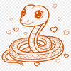 Snake icon in vector format with hearts surrounding it