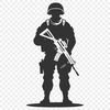 Male Soldier Illustration in Uniform A vector illustration of a male soldier in military attire.