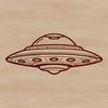 An SVG graphic design of an extraterrestrial spacecraft with metallic details and sleek lines.