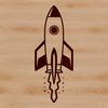 Cosmic Vessel A stylized graphic representation of a rocket ship soaring through the cosmos.