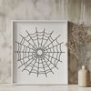 Detailed Spider Web Design A detailed vector representation of a spider web in black lines on a white background.