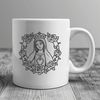 A stylized illustration of a heart with floral elements and religious symbolism.