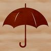 An SVG graphic of a classic rain umbrella featuring a solid shaft and curved ribs, ideal for use in digital art and crafts.
