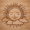 A stylized illustration of the sun in vector format for digital design and craft projects.