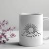 A radiant illustration of the sun in full bloom A simple illustration of the sun in the sky.