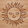 An SVG graphic representation of the sun with clean lines and bold design.