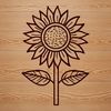 A high-resolution illustration of a single sunflower in bloom, featuring large petals and a prominent center.