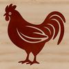 Farmer's Feathered Friend A digital illustration of a single chicken on a farm background.