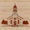 A digital illustration of a traditional Baptist church with a simple design.