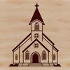 Detailed SVG Church Vector Design A detailed digital illustration of a traditional church building with architectural features.