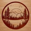 Forest Foliage Illustration A stylized illustration of a forest landscape with multiple trees and foliage.