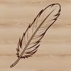 A high-quality vector illustration of a single white feather with smooth edges.