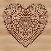 A colorful mandala design featuring a stylized heart shape, perfect for digital and craft projects.