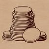 Vector Money Icons Illustrations Vector graphic image featuring a collection of coins in various styles.