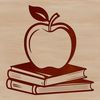 Digital Apple Tablet Art An SVG illustration of a tablet book with an apple logo on the cover, suitable for educational purposes in a digital format.