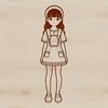 A young girl illustration in a neutral background, suitable for various design projects.