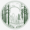 A stylized illustration of a dense forest with trees, foliage, and branches.