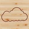 A stylized illustration of a white puffy cloud in mid-air.