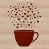 Sweet Cup Design with Love Hearts A stylized cup design with love hearts around it, ideal for vector art and cutting machine projects.