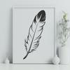 A simple illustration of a single feather with delicate curves and lines, suitable for vector graphics.