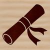 A stylized illustration of a traditional graduation scroll with parchment paper texture.