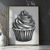 An editable vector design featuring a simple cupcake for crafting and printing.