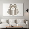 A minimalist illustration of a gift wrapped in festive paper with a bow, suitable for commercial or personal use.