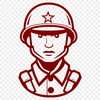 A military uniform-clad male figure in various poses.
