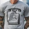 A simple illustration of a telephone with clean lines and basic features, suitable for vector art designs.