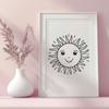 A simple, graphic representation of the sun, ideal for use in clip art collections and vector art templates.
