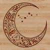 Celestial Glow Vector Illustration A stylized illustration of the Moon in a vector format, suitable for cutting machines or laser cutters.
